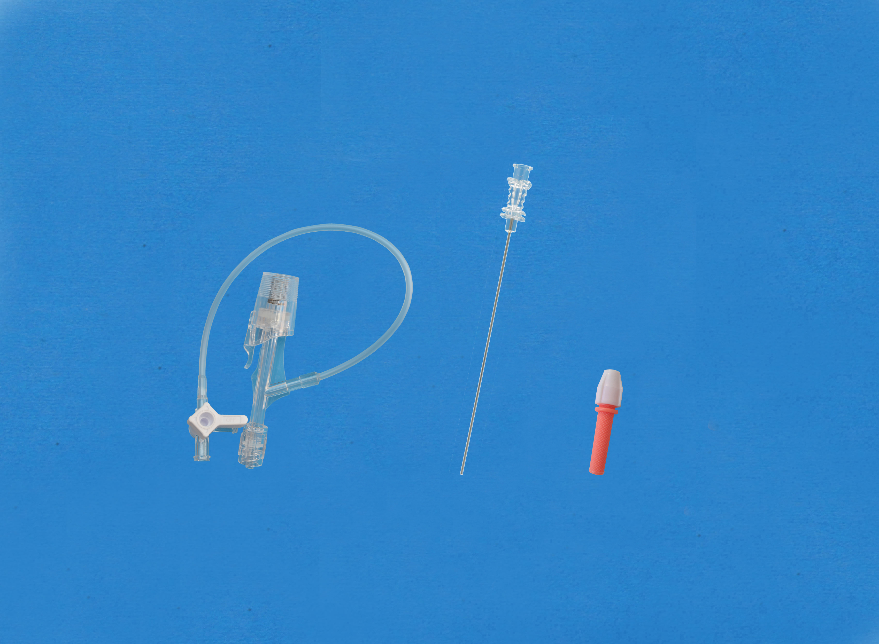 一次性使用Y型连接器套件-三档按压式侧枝为延长管和三通，大针座校直器，红色铜芯扭控器
