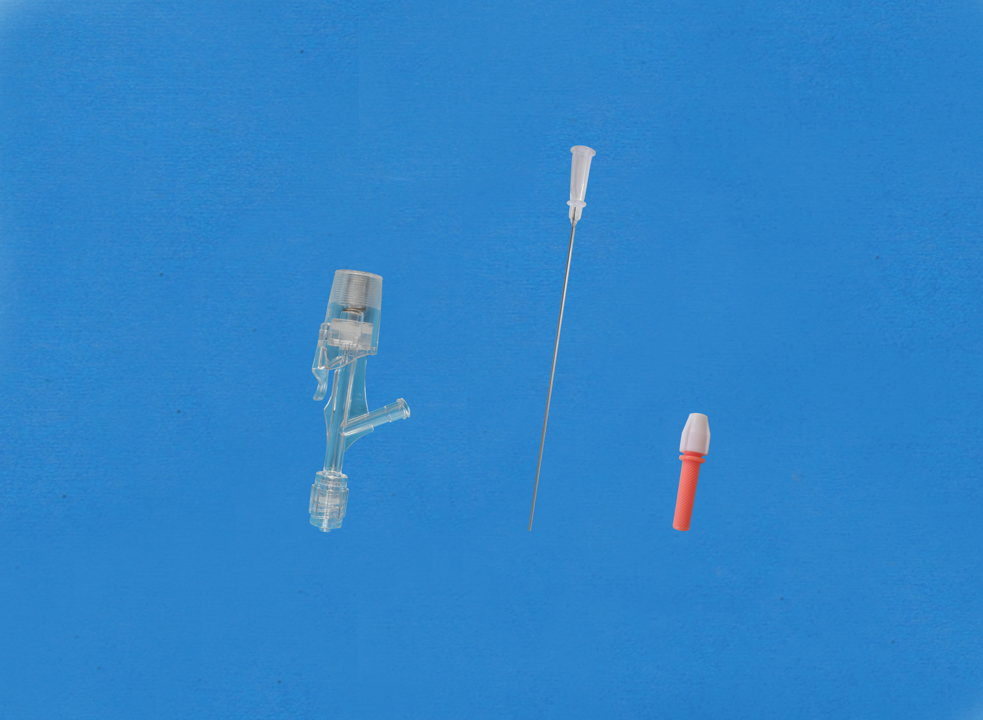 一次性使用Y型连接器套件-三档按压式侧枝为母接头，小针座校直器，红色铜芯扭控器